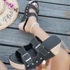 Women Slippers 2025 New Slippers Thick Sole Double Buckle Beach Women Shoes Summer Wedge Platform Sandals Slides Women