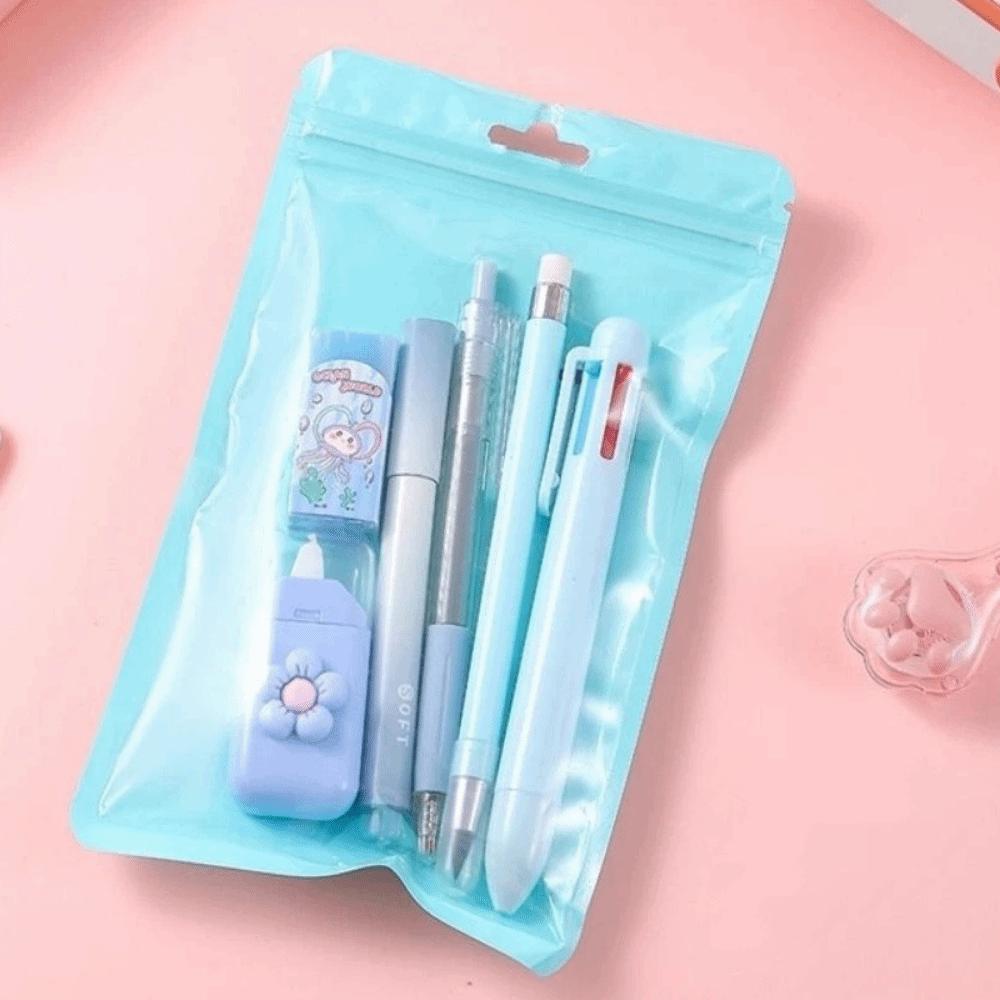 6Pcs/Set 6 Color Pens Student Tools Gift Kit Large Capacity Learning Gift Box Desktop Organizer