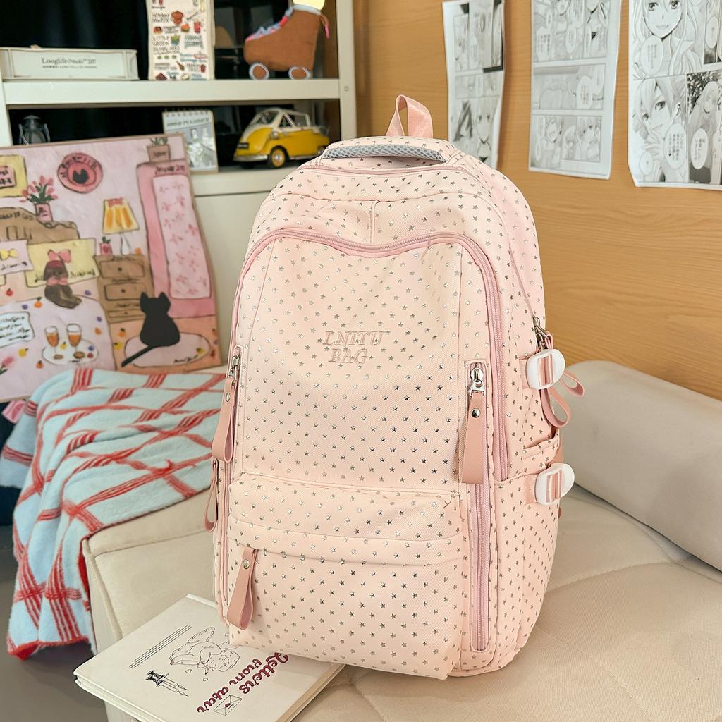 Schoolbag Fresh Schoolbag Versatile College Student Junior High School Girl Polka Dot Simple Large Capacity Cute Backpack New Backpack