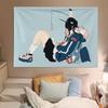 Japanese Style Cute Girl Illustration Tapestry Decorative Wall Art for Bedroom Dormitory Headboard Creative Living Room Decor