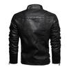 Autumn and winter youth tide men's leather jacket locomotive leather jacket PU jacket jacket fleece stand-up collar slim European and American style