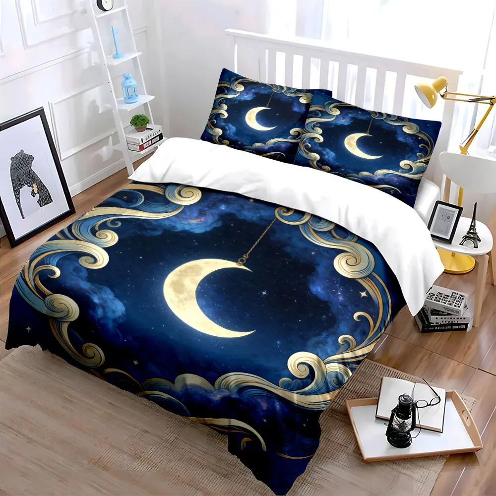 Moonlight Decor Set Night Theme Soft Comfortable Duvet Cover Bedding Set Included 1*Duvet Cover & 2*Pillowcases Gift