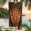 Peacock Floral Artwork Theme Quick Dry Beach Towel Custom Name Text Print Large Sand Resistant Towel Beach Vacation