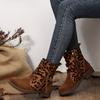 Plus Size Square Heel Suede Short Cargo Boots Women's New Side Zipper Round Toe Motorcycle Boots
