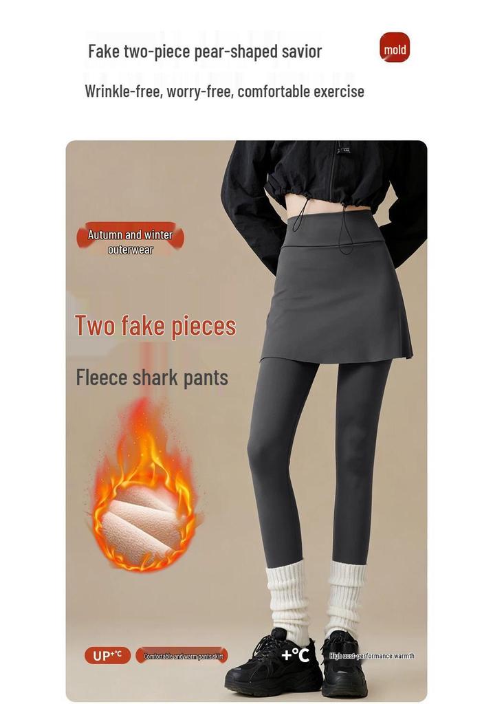 Women's Shark Pants: Fake Two-Piece Design, Yoga-Ready, Abdominal Shaping, Ideal for Spring, Autumn, Winter, Perfect Cycling Base Layer.