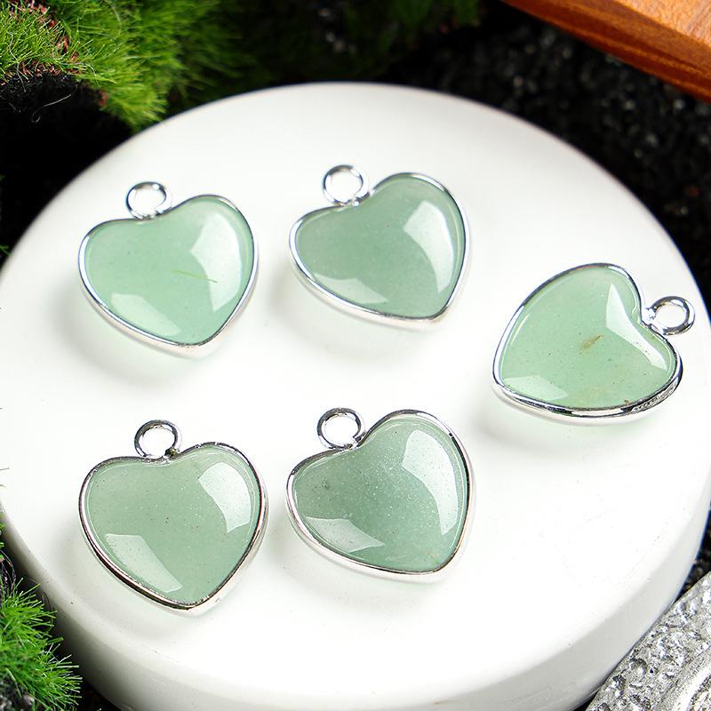 Heart-Shaped 15x19mm Natural Amethyst Agate Jade Bezel Pendant for DIY Jewelry Making