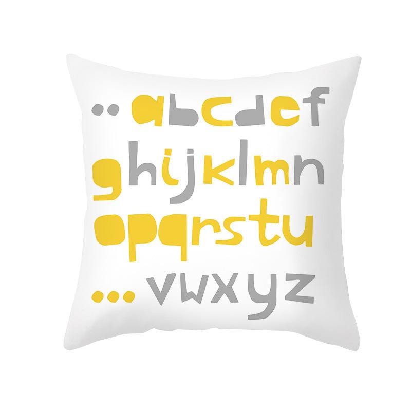 Nordic Simple Peach Leather Velvet Pillowcase Yellow and Gray Geometric Pattern Office Sofa Pillowcase