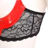 Womens Floral Lace Underwire Bra Patent Leather 1/3 Cup Design Adjustable Straps Honeymoon Lingerie Gift