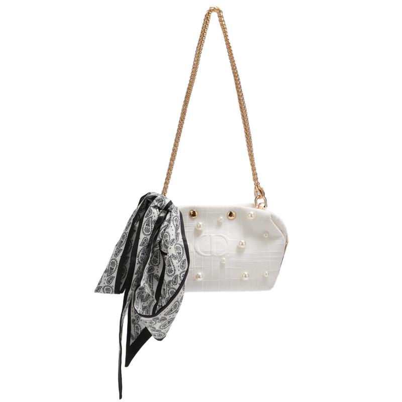 

DIOR Bag [Customized Cosmetic Bag] Starry Pearls, High-end Retro, Cashew Flower Ribbon, Pearl Nail Decoration, Daily Commuting, Trendy білий