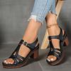 Fashion Thick Heel Fish Mouth One-button Open-toe High Heel Sandals 2025 Summer New Fashionable Sexy Casual Sandals for Women