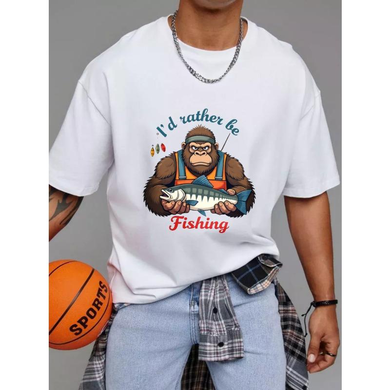 Rybářské tričko bílé Raději bych rybařil Grafický potisk pro outdoorové aktivity a běžné nošení