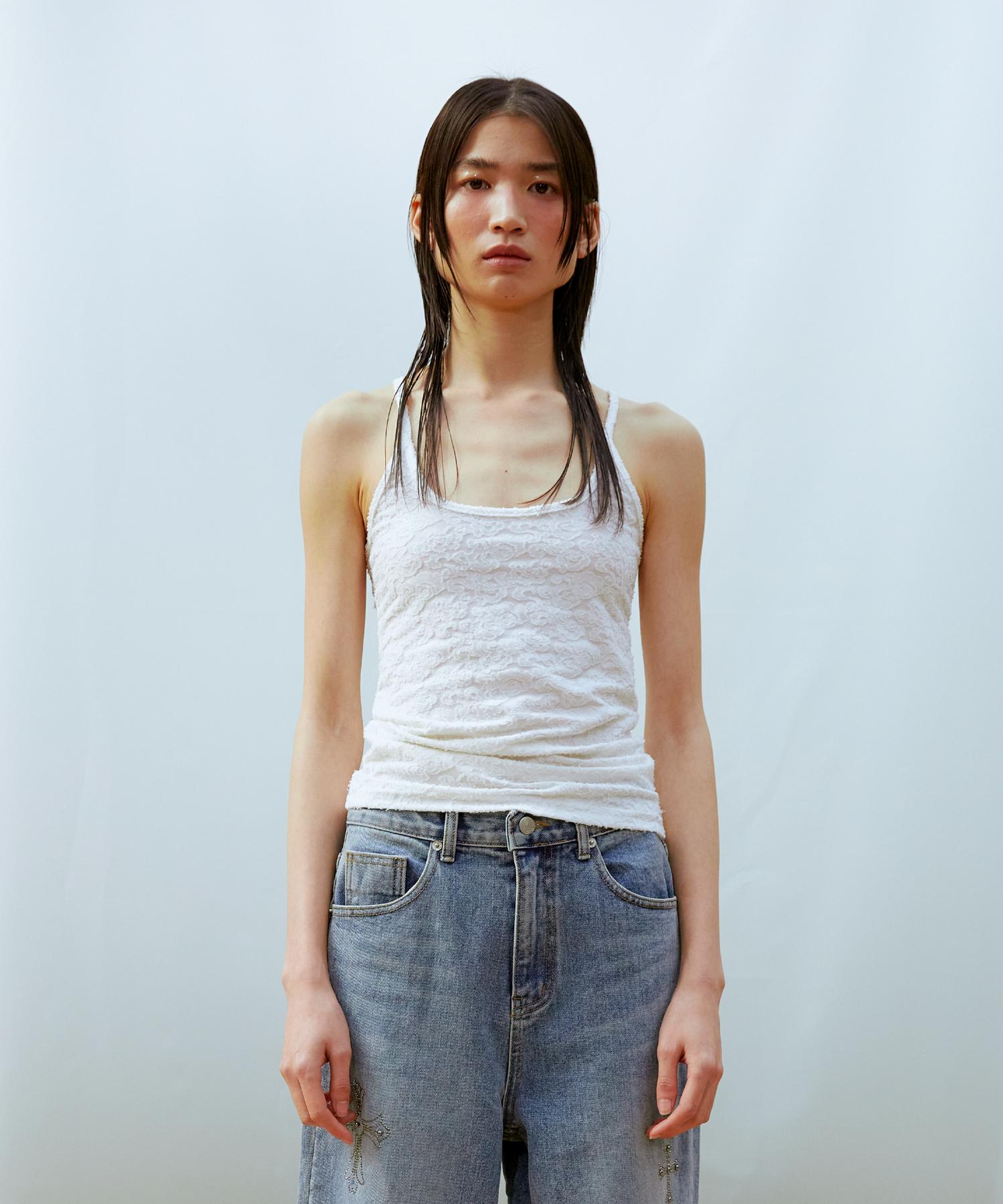 Thirteen Months Jacquard Tank Top (White) White