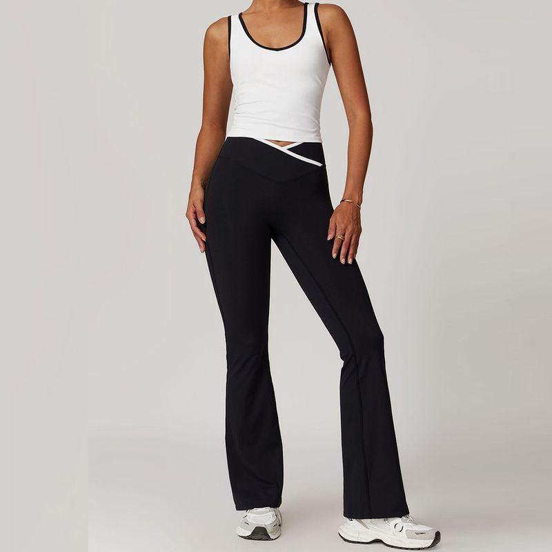 Guangzhou Zechuang Clothing Co., Ltd. Cross High Top Sports Suit Women's Contrast Color Open Back Tight Nude Feel Yoga