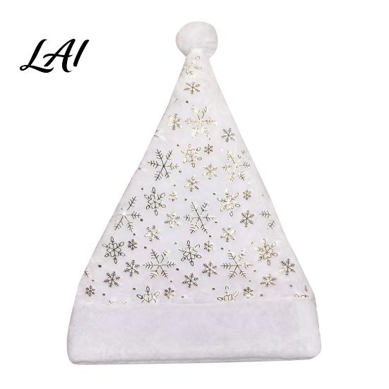Soft Polyester Christmas Cap Snowflake Sequin Adults Plush for Santa Hat with Faux Holiday Celebration