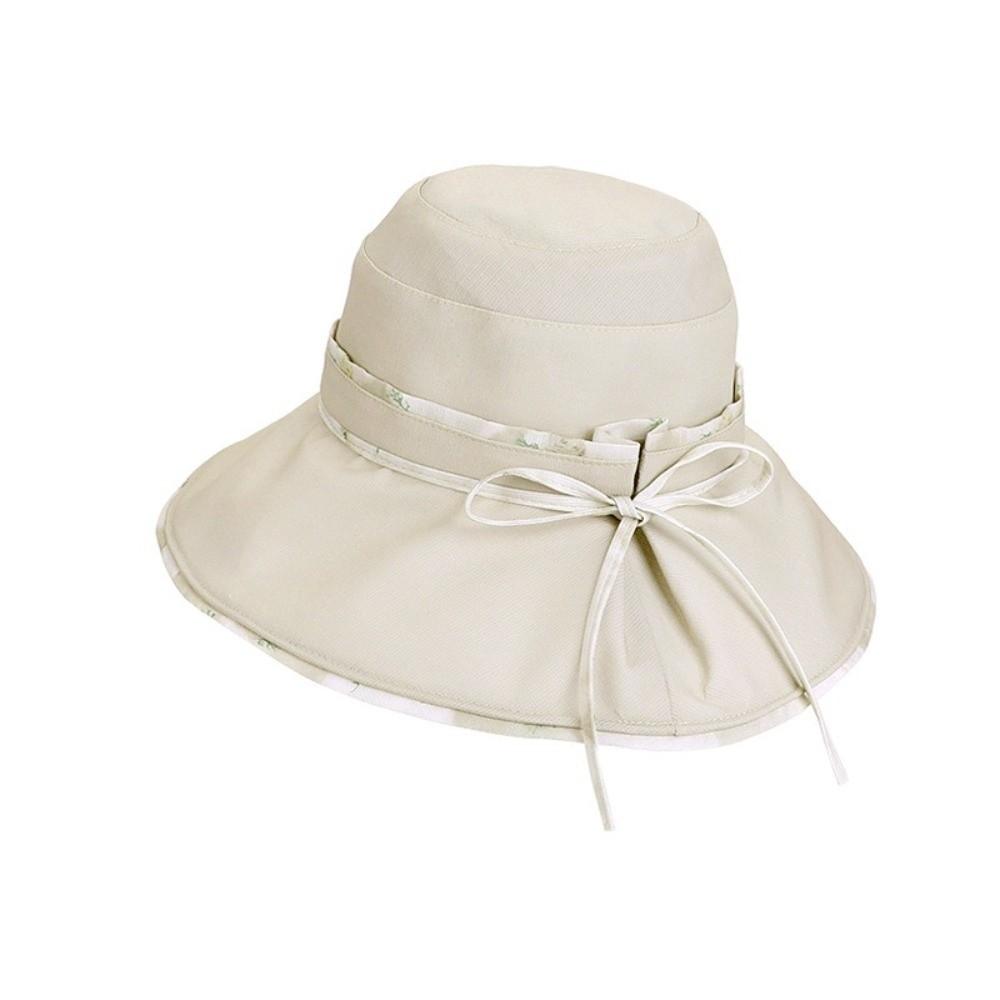 Bowknot Decor Fisherman Hat Lace-up Design Sunshade Hat New Girls Basin Caps  Beach Activities