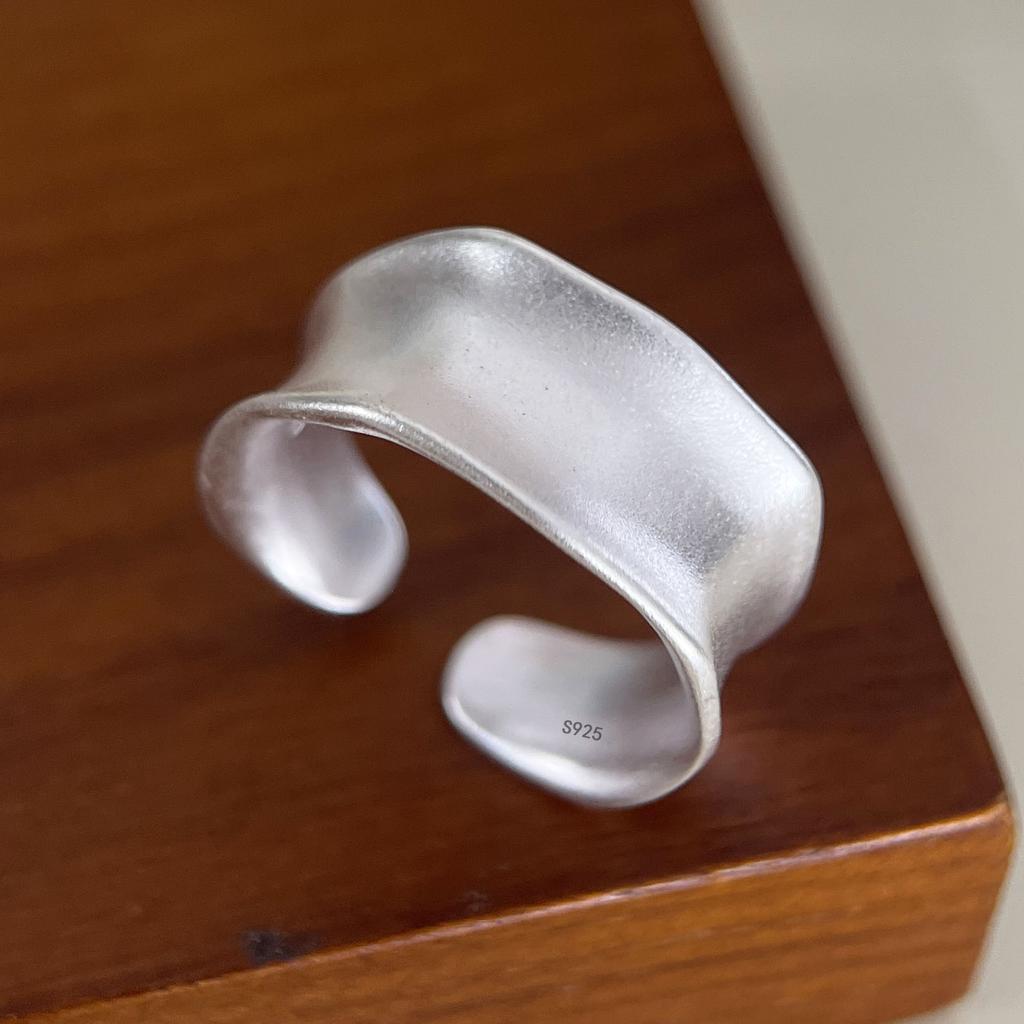 BF CLUB 925 Sterling Rings for Women Simple Geometric Handmade Irregular Retro Gold Shinning Ring Allergy For Birthday Gift