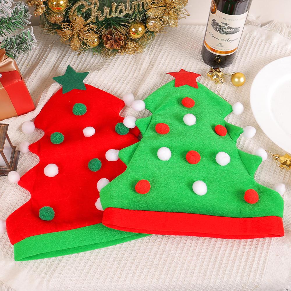 Christmas Tree Hat Funny Christmas Tree Shape Beanie Christmas Santa Hat Christmas Gift Kids Xmas Cap New Year Party Decorations