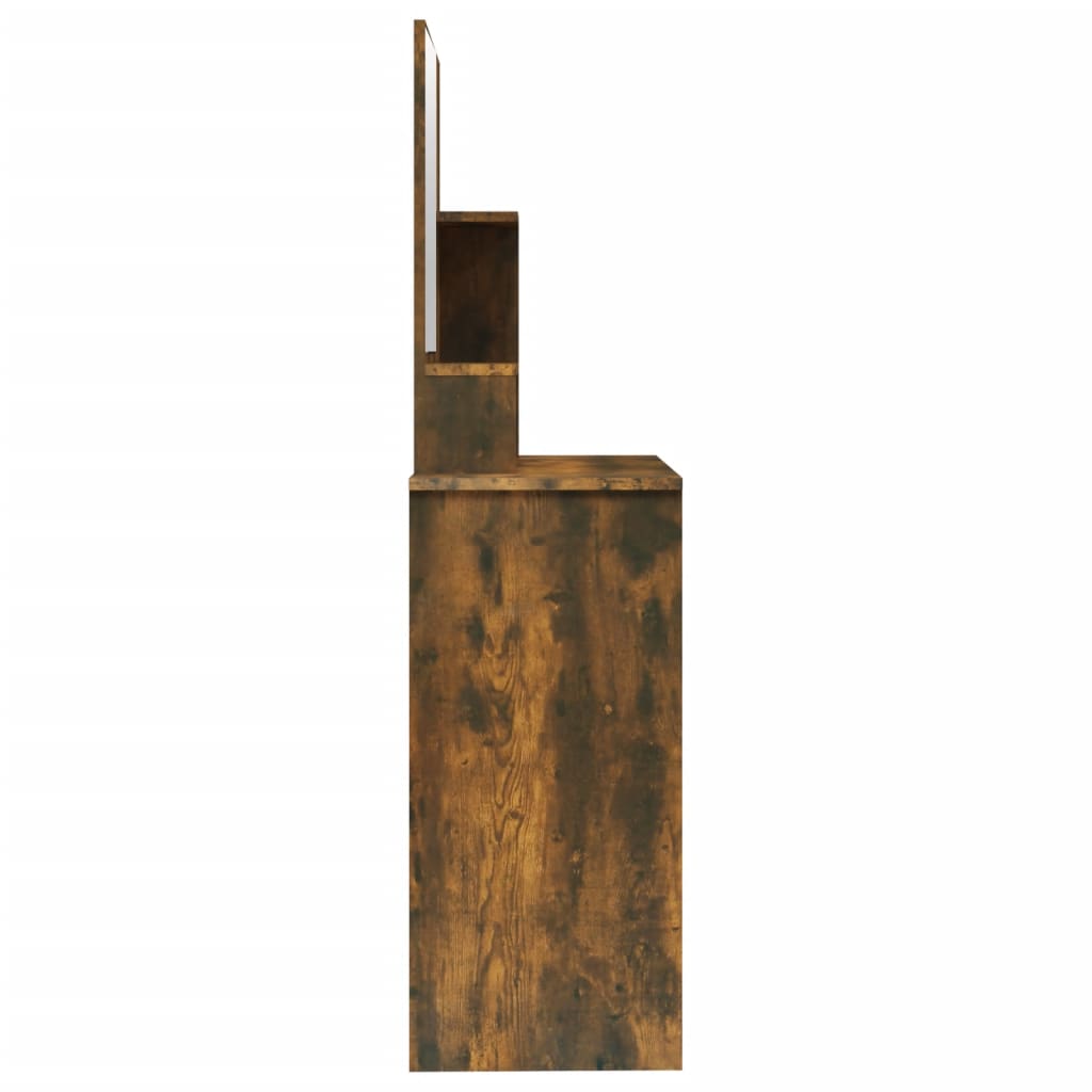 Schminktisch mit Spiegel im Schlafzimmer, Stauraum, Stauraum mit Tür, eine Schublade, zweistufiges Regal, 86,5x35x136 cm