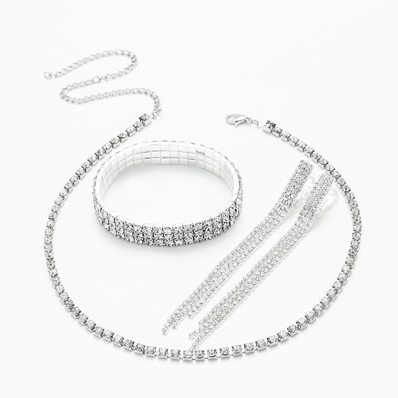 Water Diamond Bridal Jewelry Set With Necklace Earrings Bracelet And Ring For Weddings