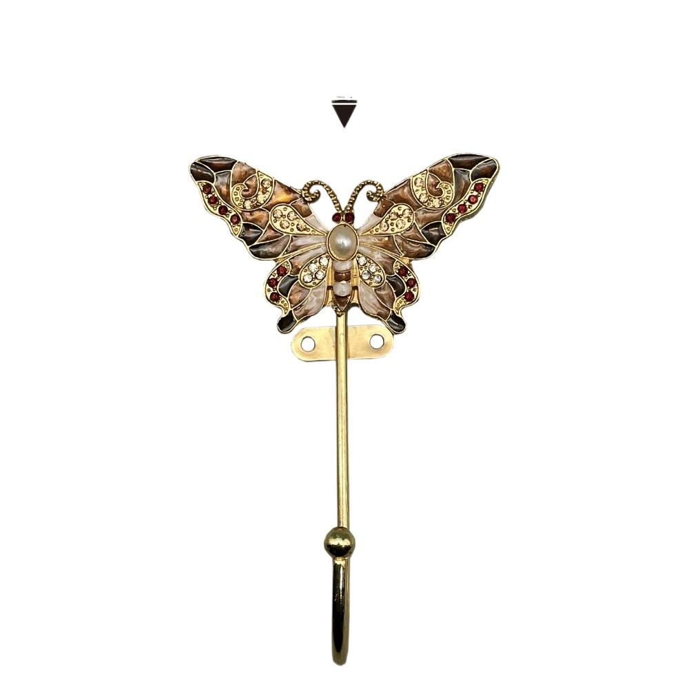 European Enamel Butterfly Hook Cloisonne Hook Painted Retro Hanging Hook Coat and Hat Decorative Hook