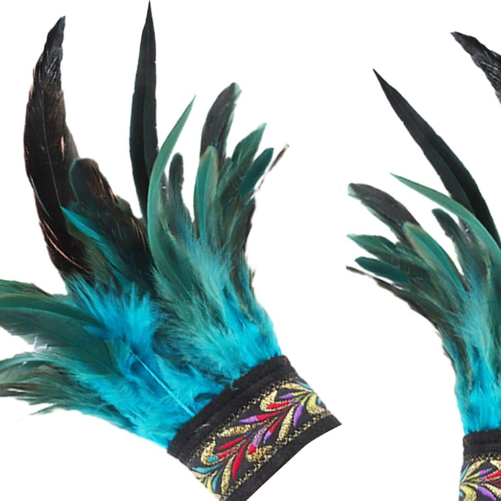 Feather Wrist Cuffs Feather Gloves Cuff Gothic Arm Warmers Faux Fur Sleeve for Halloween Costume Cosplay Decorations Masquerade