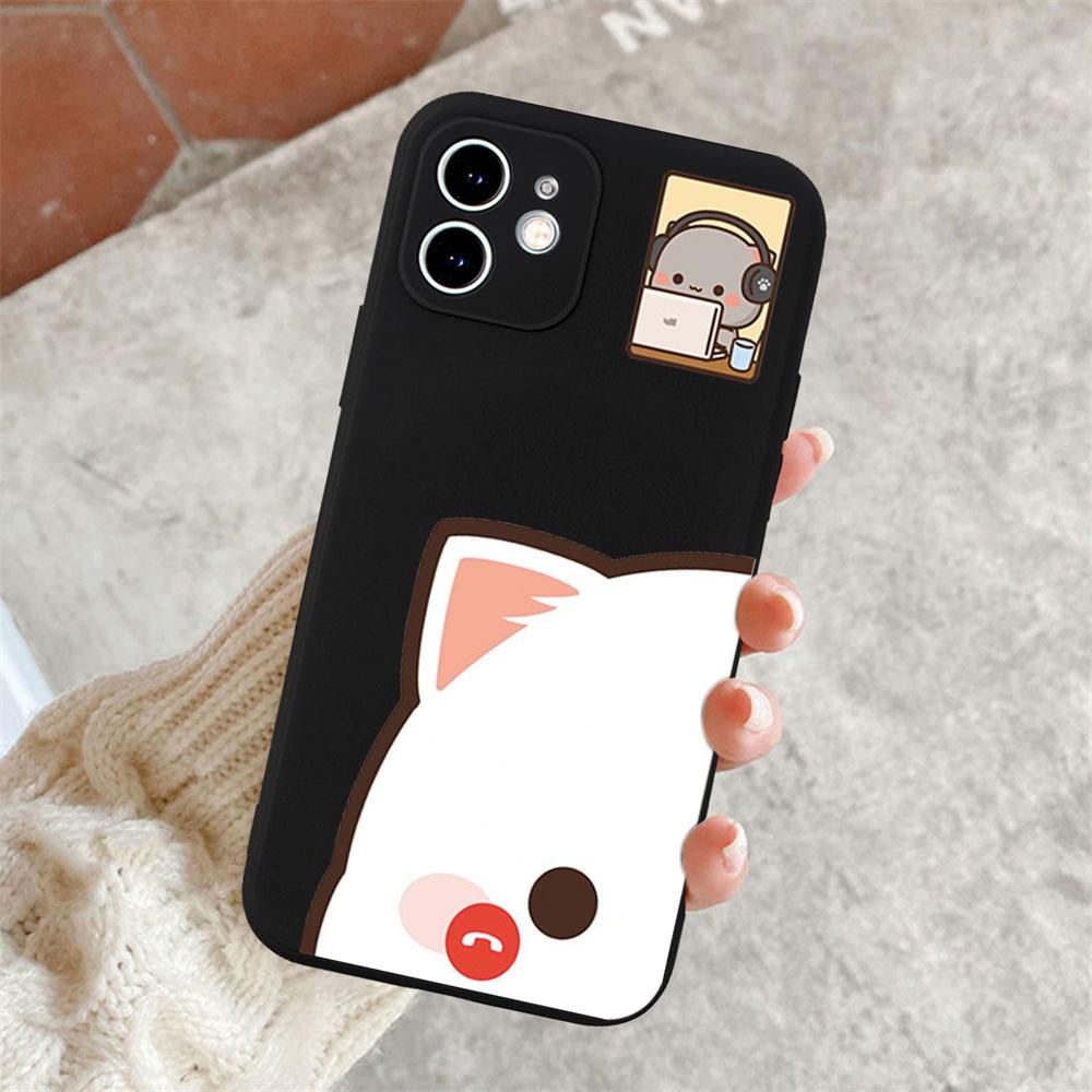 Cartoon Animal Cat Couple Paired Phone Case for IPhone 15 14 13 12 11 Pro Max Mini XS X XR SE2 7 8Plus Lovers Cover Matte Fundas