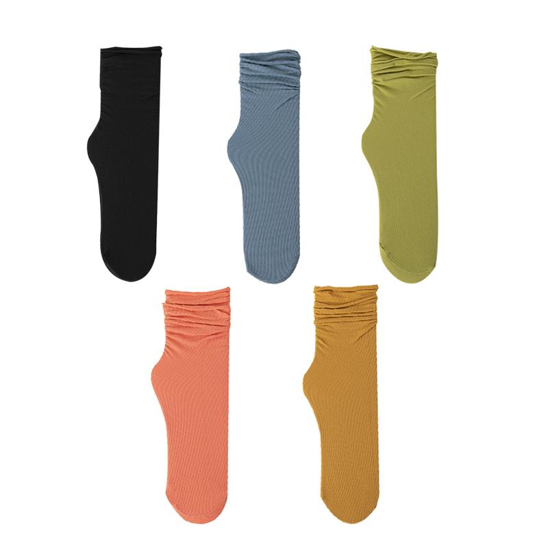 1/5 Pairs Ladies Ice Silk Socks Summer Ultra Thin Cool Socks Candy Sweet Breathable Socks Women's Socks