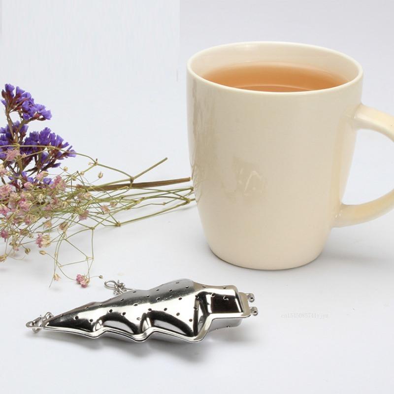 1pc Christmas Tree Tea Filter Stainless Steel Tea Leak Creative Christmas Party Tea Strainers Herb Spice Filter Kitchen Gadgets