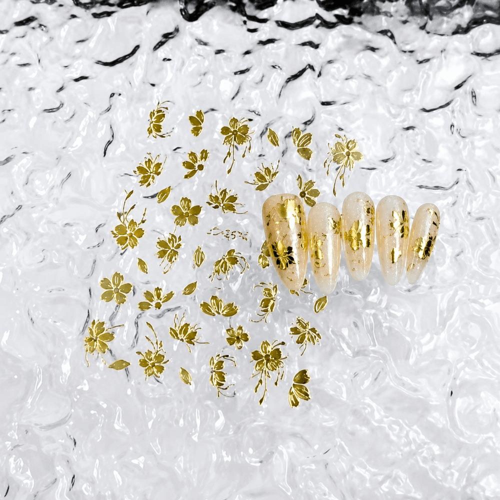 

Gold Flower Floral Relief Nail Sticker Adhesive Flowers Nail Art Decal Nail Art Decoration золотой