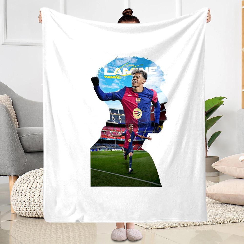 Lamine Yamal's Barcelona Player Celebration Blanket Warmthful Decor Great for Office Bed Sofa Four Seasons Universal Digital Print Gifts For Family Or