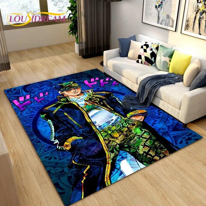 Jojo's Bizarre Adventure Anime-Teppich, Teppich für Wohnzimmer, Schlafzimmer, Sofa, Fußmatte, Dekoration, rutschfeste Bodenmatte für Kinderspiele