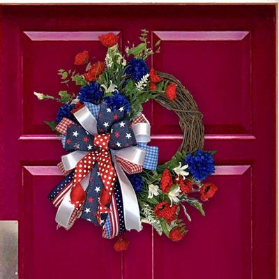 Independence Day Wreath Easter Hanging Decoration for Front Door Outside Holiday Spring