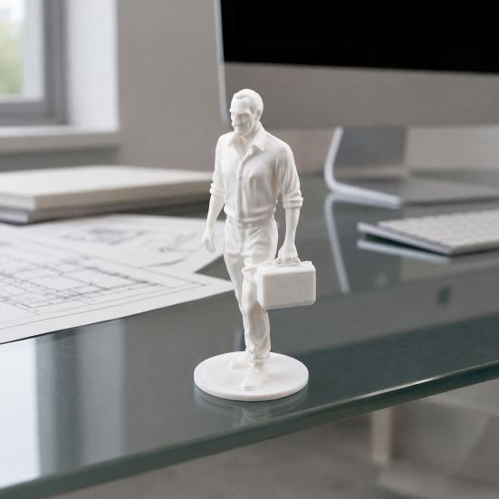 Desk Businessman Statue, 3D Printed Office Decor for Men, Executive Figurine with Briefcase, Motivational Home Office Gift