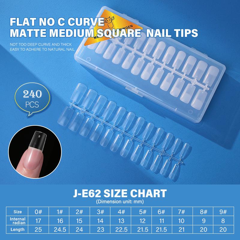 Dual-Use Seamless Transparent Frosted Nail Tips - Extendable Flat/Arc Design