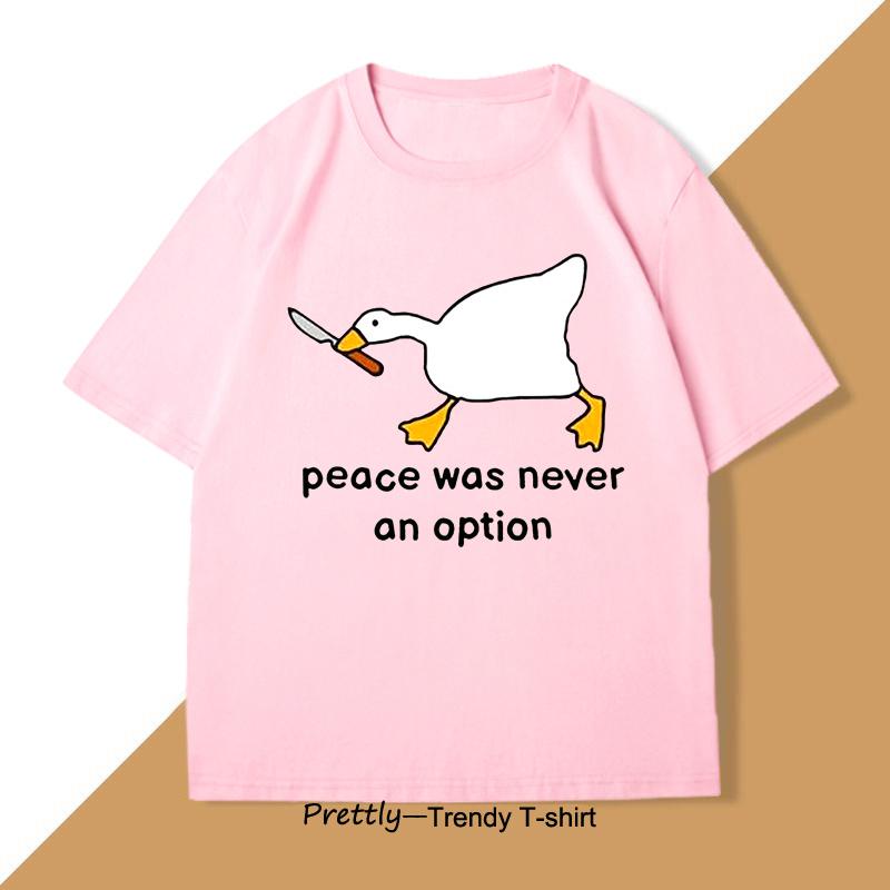 Peace Was Never An Option T Shirt Men Murder Duck TShirt Funny Duck Goose Graphic T Shirts Casual Cotton Short Sleeve Tees