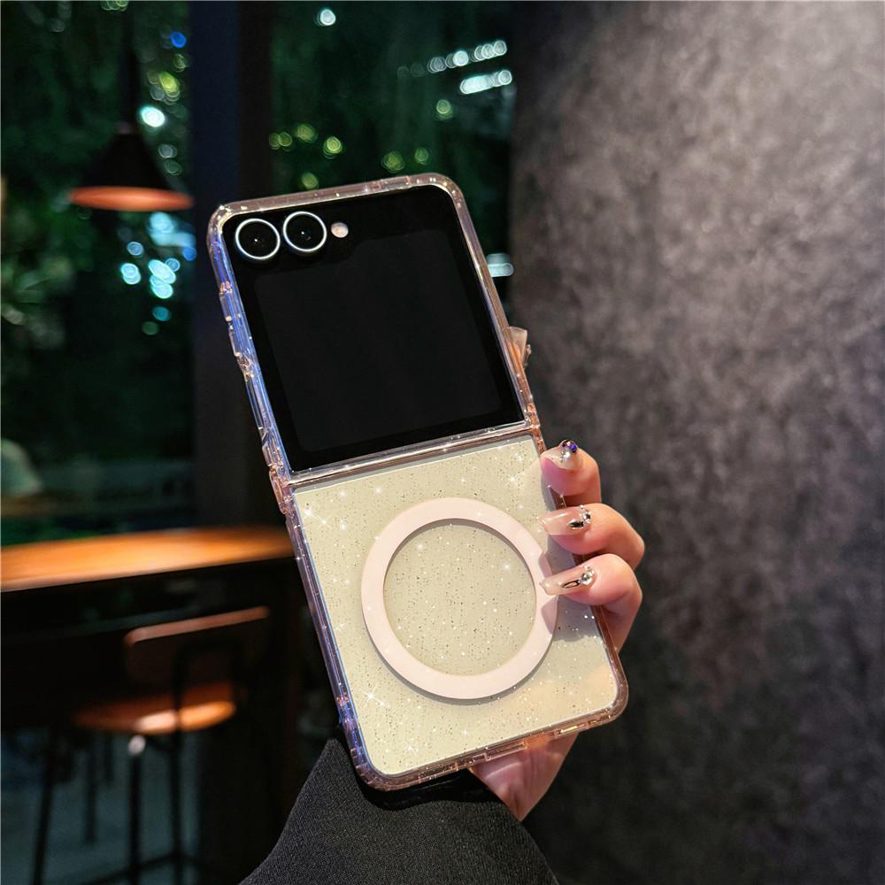 Applicable To Samsung Zflip7 Mobile Phone Case Zflip 5th Generation Folding Screen Flip Zflip6 Laser Gradual Change Magnetic Case