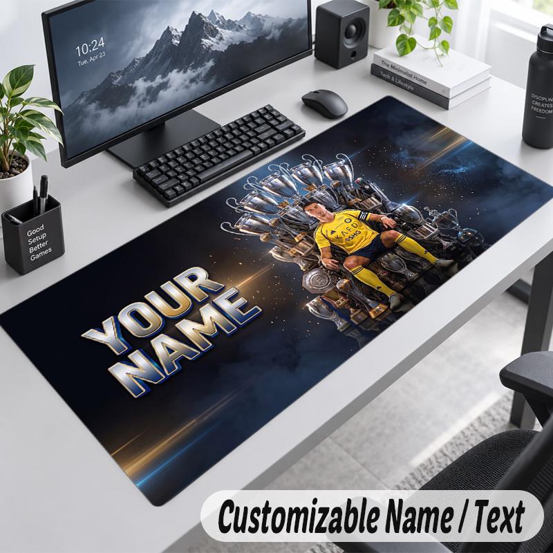 Custom Name Text Mouse Pad Cristiano Ronaldo Personalized Desk Pad For Work And Gaming
