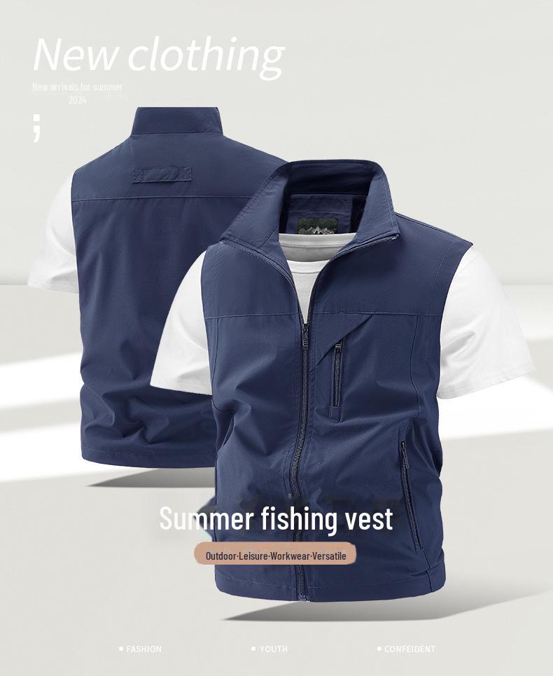 Herren Atmungsaktive Sommer Outdoor Arbeitskleidung und Angelweste mit Mehreren Taschen