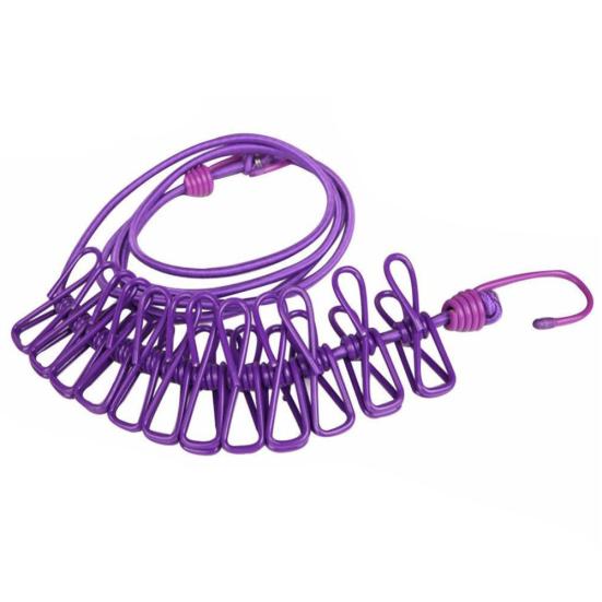 

Портативная эластичная ветрозащитная вешалка для сушки одежды с 12 зажимами фиолетовый