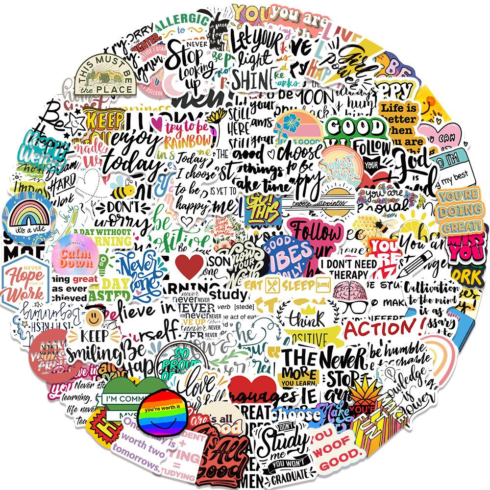 

202 Cartoon Inspirational English Graffiti Stickers Suitcase Guitar Without Glue Waterproof Children s Stickers