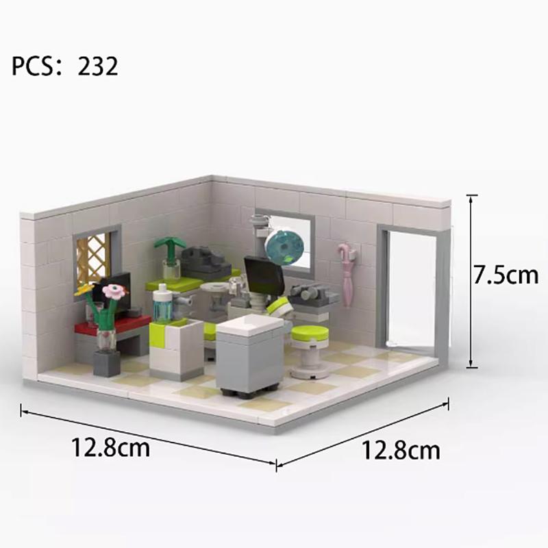MOC Stadt Straßenszene Zahnarztpraxis Serie Bausteine Krankenhaus Labor Mediziner Zahnarzt Zähne Stein Freund Spielzeug Geschenk