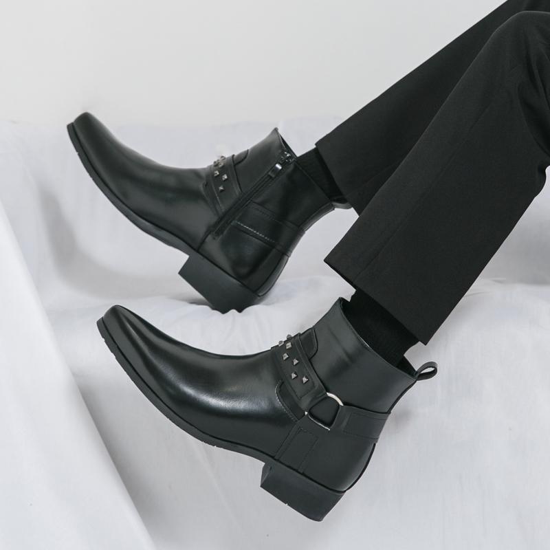 Fashion Men Ankle Boots Black Brown Side Zipper Outdoor Training Boots British Business Fashion Chelsea Boots Size 38-36 Men Boots