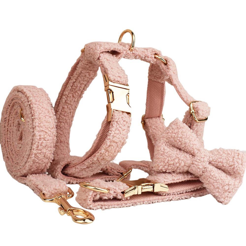 Pink Teddy Bear Dog Collar & Leash Set