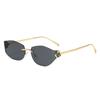 Nonframe Geometric Sunglasses With Metal Construction Uv400 For Travel And Daily Use