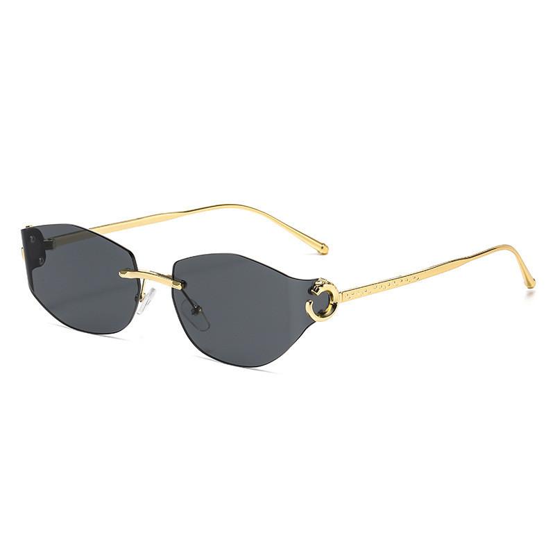 Nonframe Geometric Sunglasses With Metal Construction Uv400 For Travel And Daily Use
