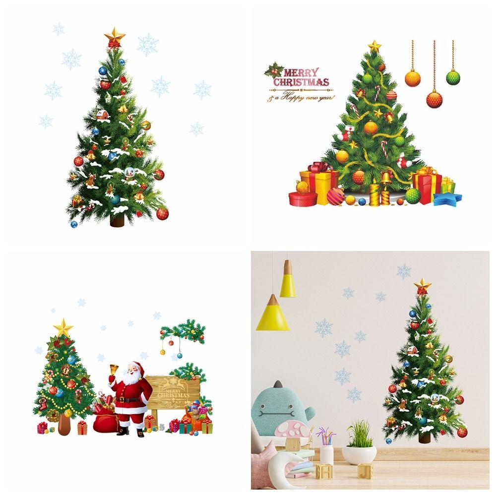 1/2Pcs/set Removable Xmas Tree Wall Stickers DIY Window Glass Decal  Bedroom Background