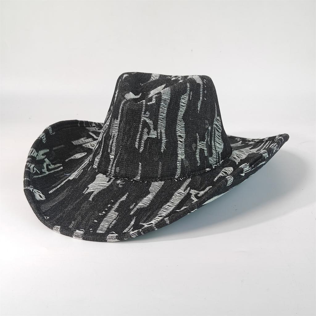 Western Denim Cowboy Hat For Women Men Felt Wide Brim Cowboy Cowgirl Hat For Party Costume Dress Up Cosplay Cowboy Hat