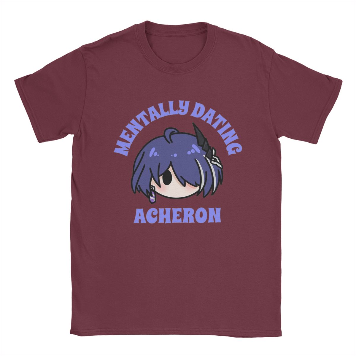 

Mentally Dating Honkai Star Rail Acheron Chibi футболки мужские из чистого хлопка футболки с круглым вырезом футболки с коротким рукавом новое поступление XXXXXL бордовый