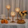 Metal Crystal Candlestick Mini Craft Candelabra Golden Crystal Bowl Candle Holders  Table