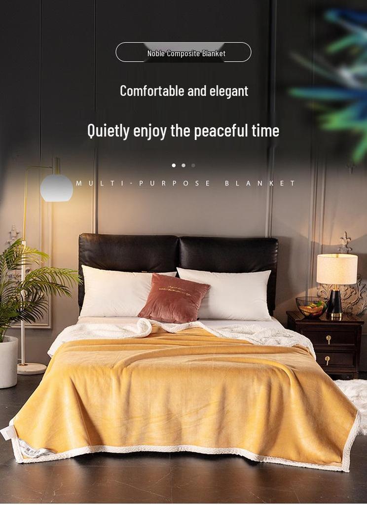 Double-Layer Plush Lamb Wool & Milk Velvet Blanket – Thick Flannel & Coral Velvet Throw for Bed or Air Conditioning.